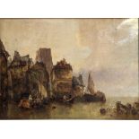 Oil on canvas depicting boat scene, signed [56x71.5cm]