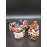Lot of five Royal Crown Derby bird figurines