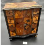 Japanese Meiji period table top two door cabinet, Interior doors lacquered and hand painted with