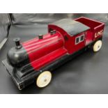 Vintage hand made wooden Train loco. [25x72x22cm] [Will not post]
