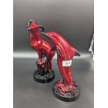 Lot of two Royal Doulton Flambé figurines, dolphin and ram [25cm]