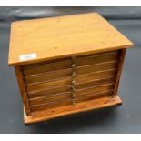 Antique watch Apprentice pine tool chest. Containing collectable odds, mostly sewing utensils to