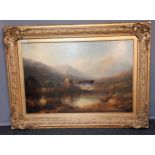 Large oil on canvas depicting Kilchurn Castle and loch Signed George .F Buchanan, dated1856 [