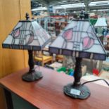 Pair of Tiffany style table lamps .