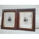 19th century engraving portraits of two gentleman set in oak framing .