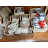 Selection of vintage doll s furniture, cooking utensils etc.