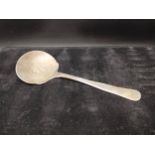 Danish silver marked serving spoon. [18cm in length] [49.47grams]