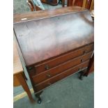 Mahogany 3 drawer writing bureau.