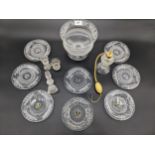 Selection of Edinburgh crystal thistle cut items to include; bowl, eight plates, perfume atomiser,