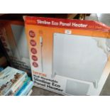 2 boxed slimline eco panel heaters.