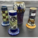 Four various Stone ware Royal Doulton Arts and Crafts style vases. Includes Glasgow Rose Style. [