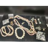 Selection of fresh water pearls together with selection of earrings and other jewellery items