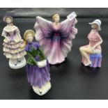 Four various Royal Doulton Figures, Isadora HN 2938, Harriet HN 3177, Meg HN 2743 & Florence HN2745.