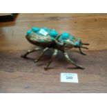 Antique brass eastern large brass jewel insect preserve dish .