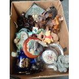 Box of collectables includes border fine arts otter figure , wooden figures etc.