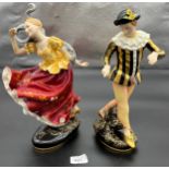 Two Large Royal Doulton figurine Columbine HN 3288 & Harlequin HN 3287. [33CM HIGH] [Will not post]