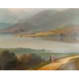 Oil on canvas depicting loch scene[45x33cm]