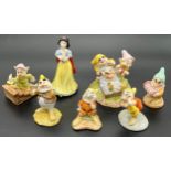 7 Various Royal Doulton Snow White & Seven Dwarf figures, Includes limited editions. [snow white-