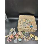 Collection of vintage brooches which includes floral designs. [Will post]