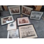 Selection of antique 19th century engravings depicting Sherness ships scenes , various ship scenes ,