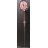 Antique barrel wall clock with white and pink enamel face. Comes with weights and pendulum. [Non