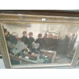 Religious German church scene picture fitted in framing .