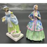 Two Royal Doulton Figurines, Jasmine RdNo. 827009 HN 1876 & Springflowers HN 1807. [18.5CM HIGH]