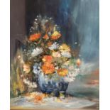 Still life oil painting depicting flowers in a vase [L.Blackie] [67x58cm]