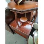 Antique 2 tier window table together with 2 tier trolley .