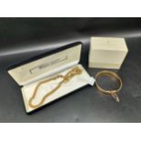 Gold plated Albert chain together with gold plated bangle [Will post]