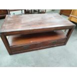 Solid wood 2 drawer table .