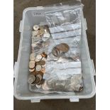 Box of various coins .