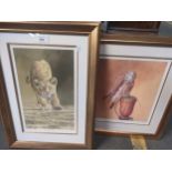 2 limited edition Stephen Gayford pictures of falcon and lion.