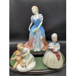 A Group lot of 3 Royal doulton figures to include Pamela hn 3756 , my teddy hn 2177 and the rag doll