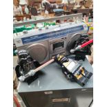 Sharps GF5455 ghetto blaster together with large star wars Lego figures.