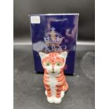 Royal crown Derby business to business ginger cat with box .8 cm in height .