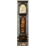 BLACK LACQUERED JAPANNED LONGCASE CLOCK, 19TH CENTURY, Old Father Time automation The moulded