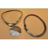 Foreign silver marked evening necklace/ choker. Together with a foreign [unmarked] heavy silver