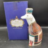 Large Royal crown Derby National dog figure with stopper and box . 22 cm in height .