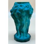 Art Deco Bohemian Malachite glass nude ladies vase [12.65cm high]