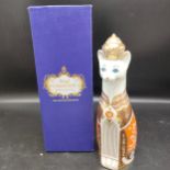 Large Royal crown Derby Siamese cat figure with box . 21.5 cm in height .