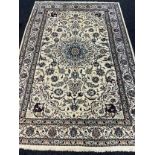Large Nain livingroom rug, part wool/silk, comes with certificate of authenticity [292x200cm]