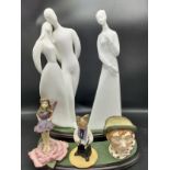 2 large Royal doulton figures 1 as found together with royal doulton small Toby jug , royal