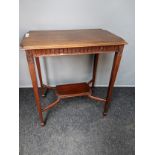 19th century occasional table, the shaped rectangular raised by square tapered legs, supported by an