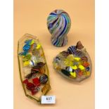 Art glass Dump twist cane paperweight and art glass sweets. [13.5cm high]