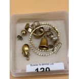 Selection of 9ct gold to include hoop earrings, thimble charm and various other 9ct gold earrings [