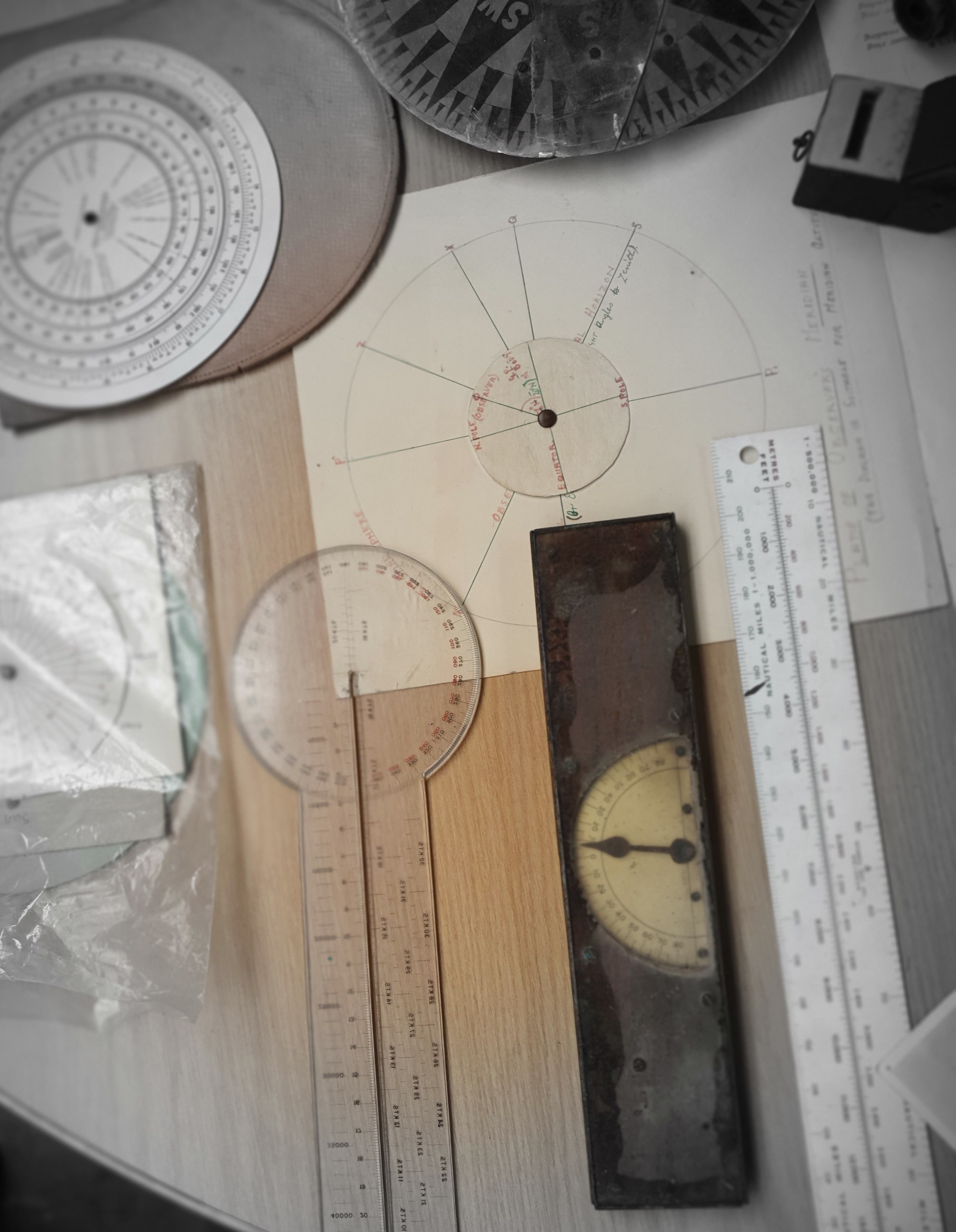 Vintage Star Charts, instruments, hand held telescope and Vintage calculator. - Image 2 of 5