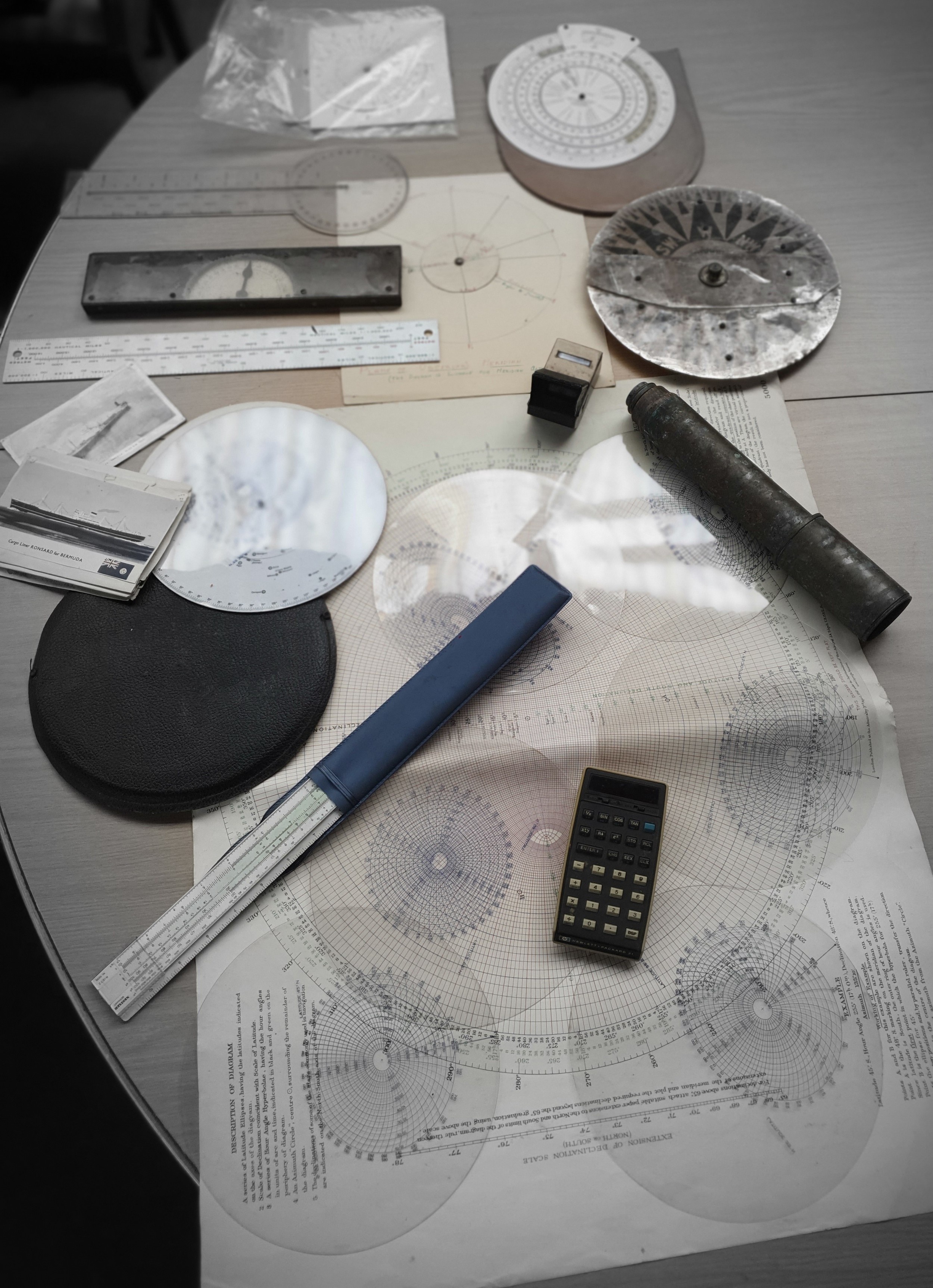 Vintage Star Charts, instruments, hand held telescope and Vintage calculator. - Image 5 of 5