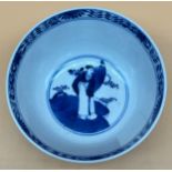19th century Chinese Kangxi Nian Zhi marked small bowl. Decorated figure and landscape panels.