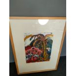 Modern art picture signed set in fitted framing.